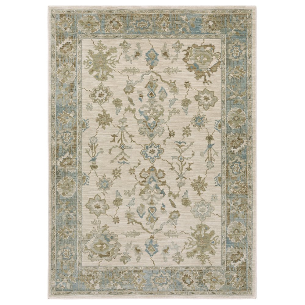 Traditional Rug 3' 3" X  5' Size in Beige/ Blue Color