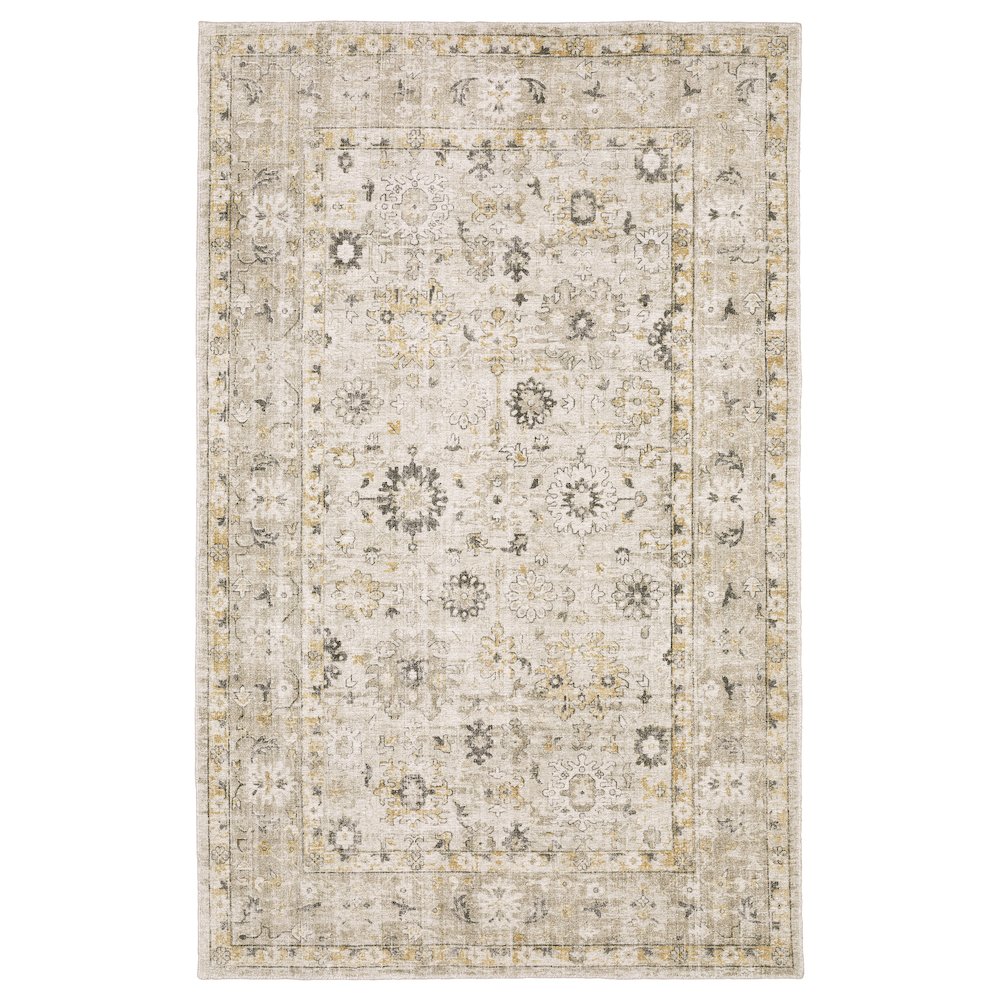 6X9 Traditional Rug Made of Wool and Viscose, Beige color