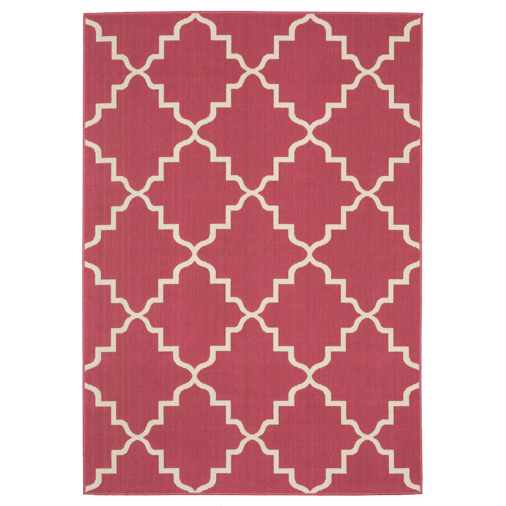 Casual Rug 5' 3" X  7' 3" Size in Pink/ Ivory Color