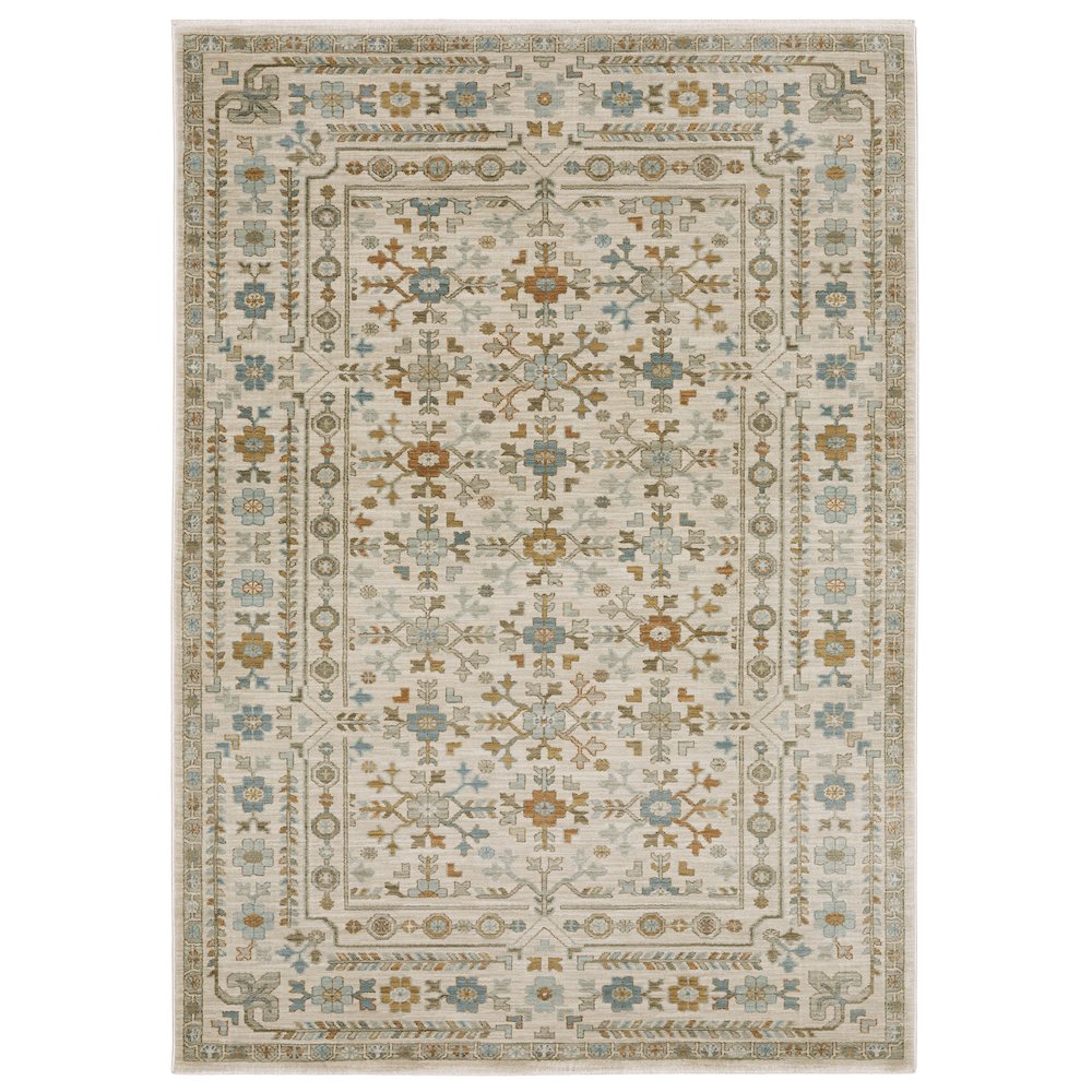 Traditional Rug 5' 3" X  7' 6" Size in Ivory/ Blue Color