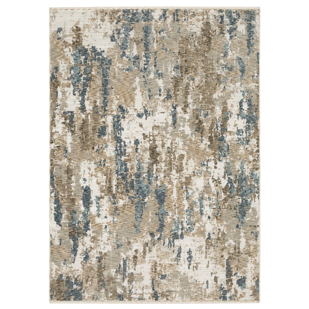 8X11 Contemporary Rug Made of Polyester, Beige color