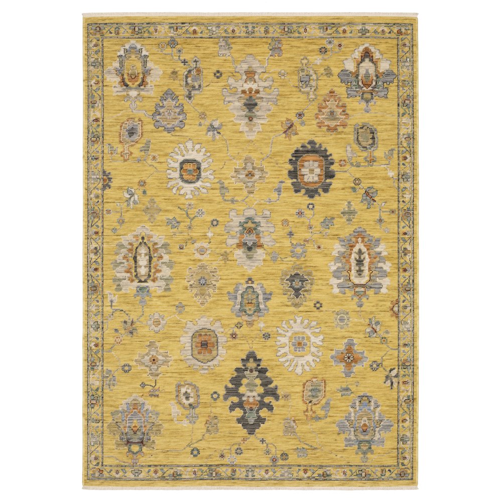5X8 Traditional Rug Made of Wool/Nylon, Yellow color