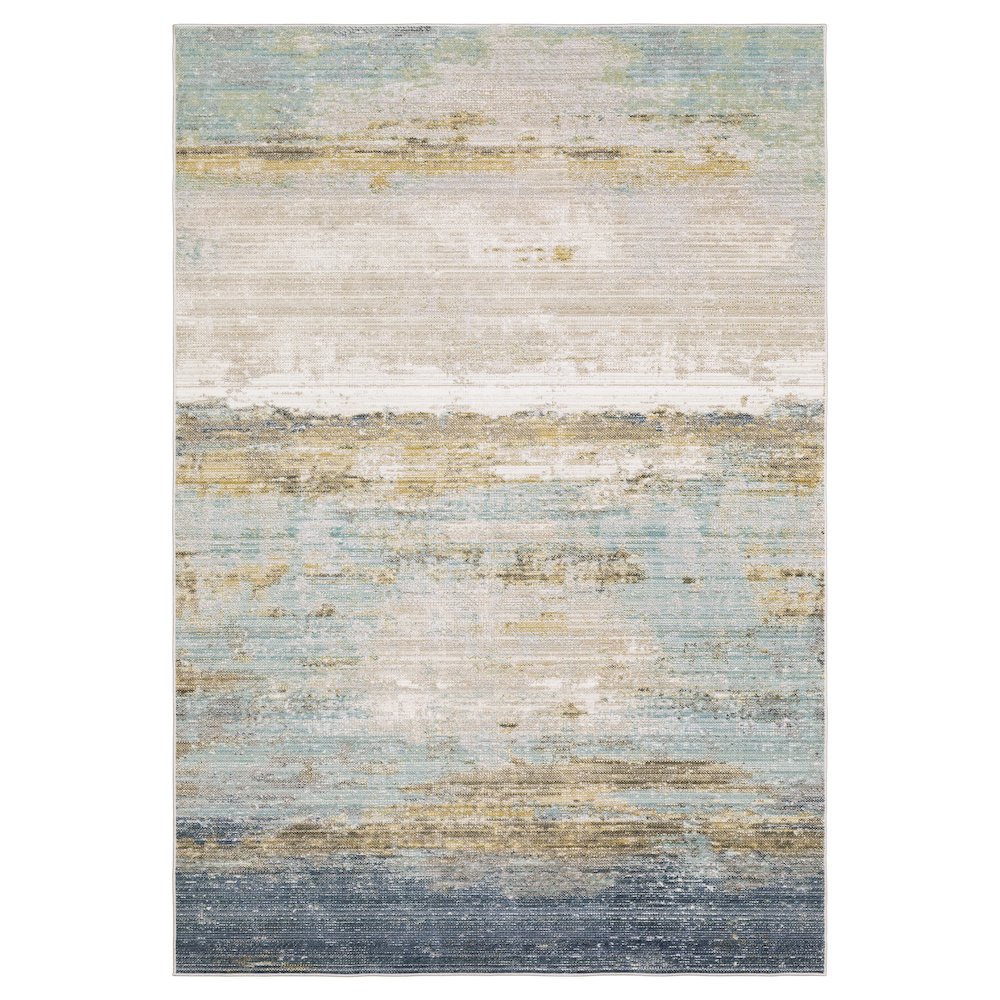 Casual Rug 2' 7" X  7' 9" Size in Blue/ Beige Color