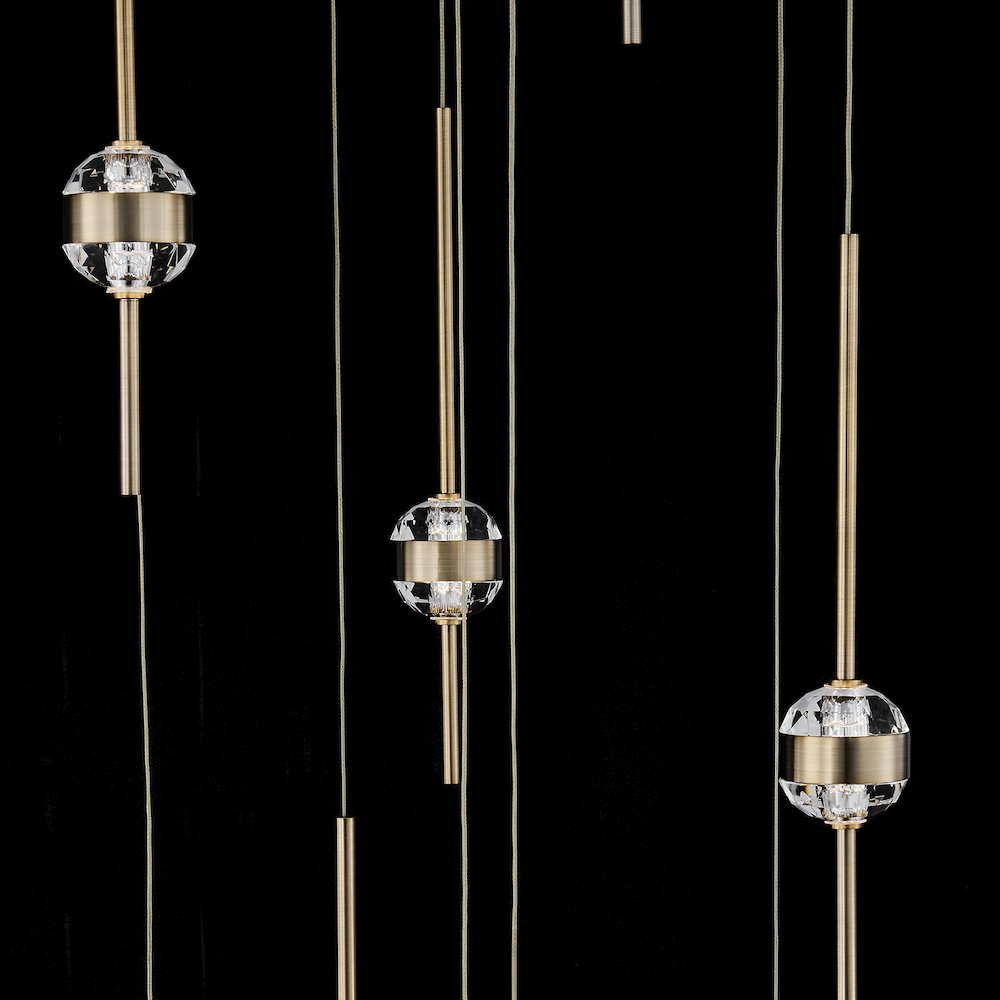 Goccia 21.75-in (63-watt) LED Winter Brass Chandelier