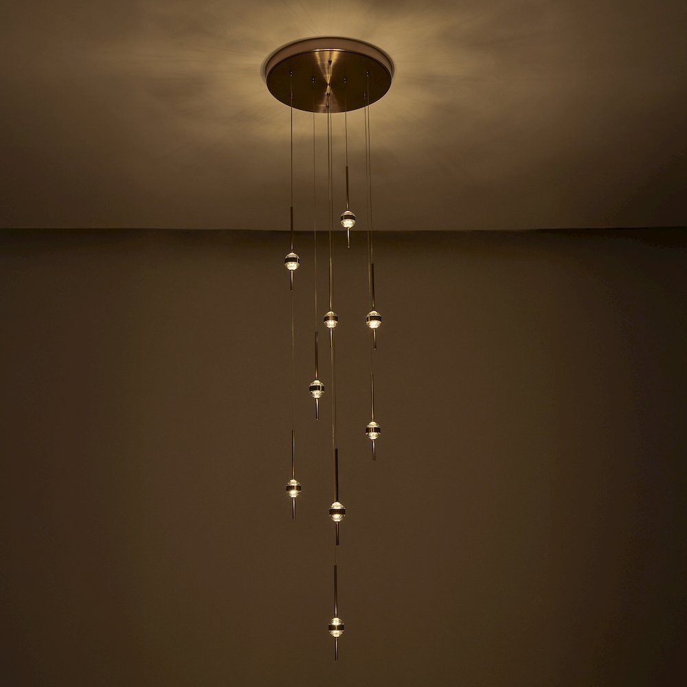 Goccia 21.75-in (63-watt) LED Winter Brass Chandelier