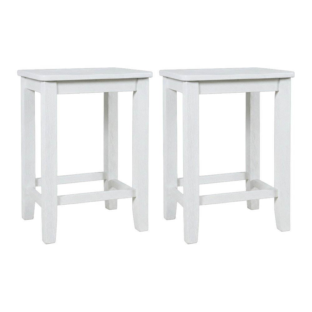 Eastern Tides Coastal Wire-Brushed Wood Backless Counter Barstool (Set of 2)