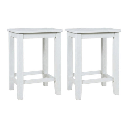 Eastern Tides Coastal Wire-Brushed Wood Backless Counter Barstool (Set of 2)