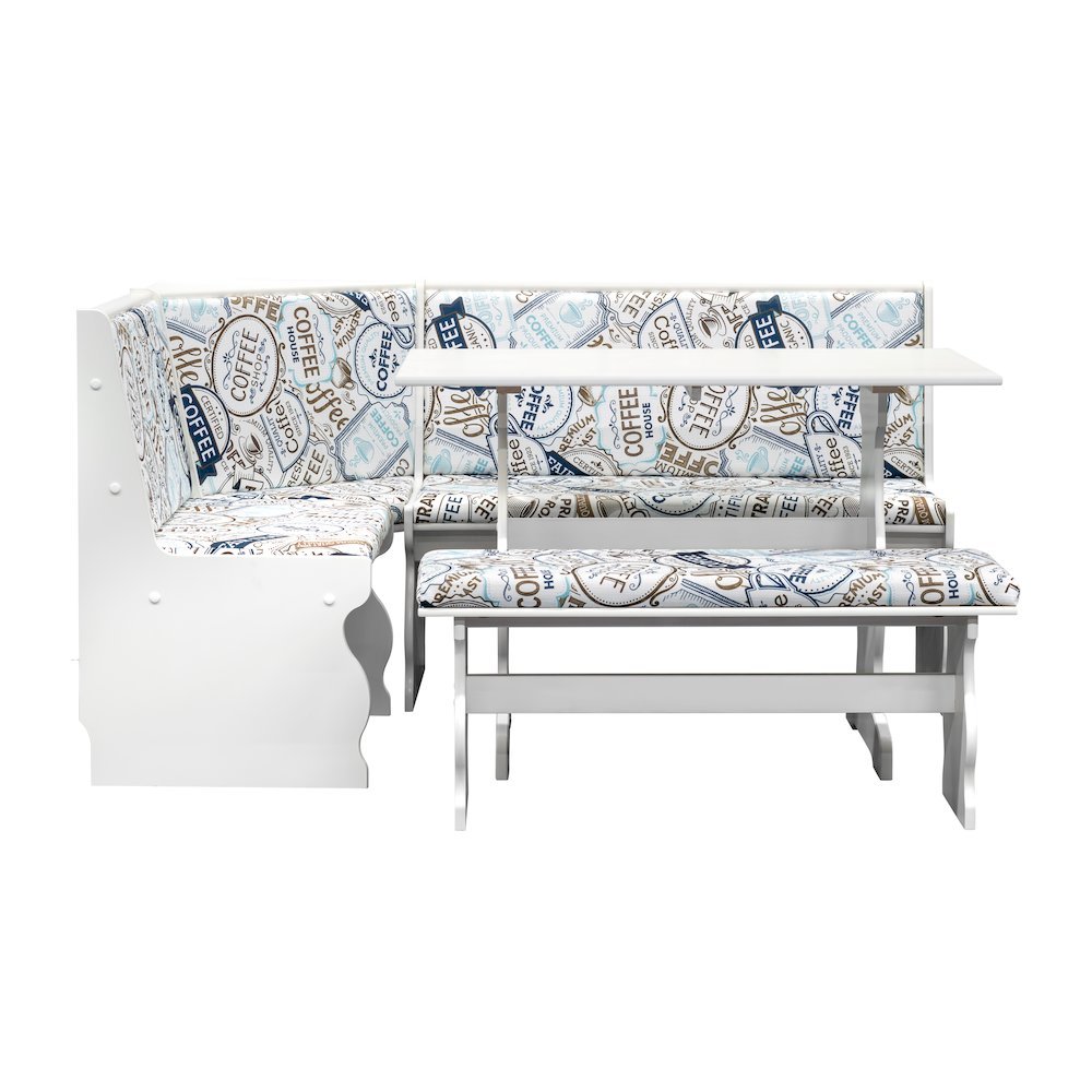 White Pine Dining Nook Set with Cushioned Benches and Corner Seat