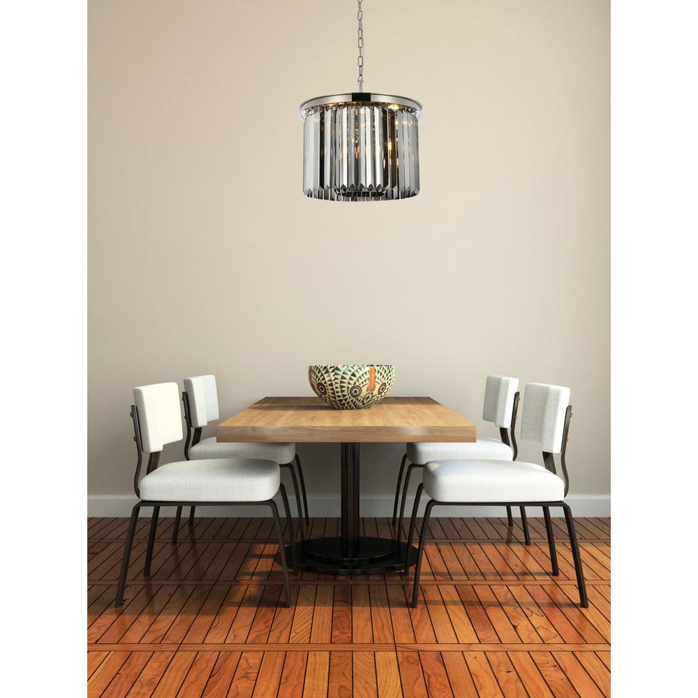 Sydney 6 light polished nickel Pendant Silver Shade (Grey) Royal Cut Crystal