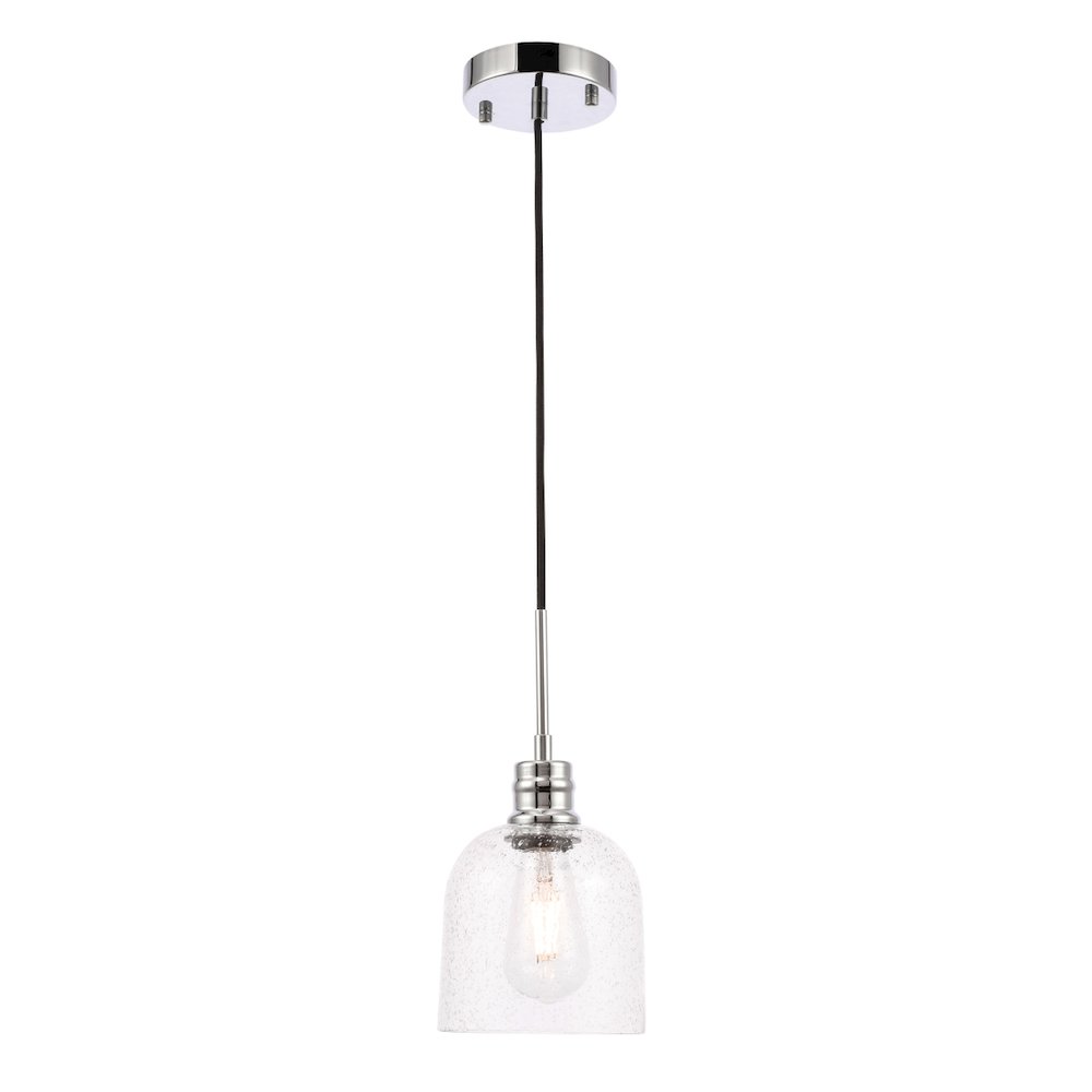 Gabe 1 Light Chrome And Clear Seeded Glass Pendant