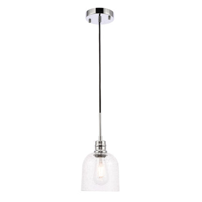Gabe 1 Light Chrome And Clear Seeded Glass Pendant