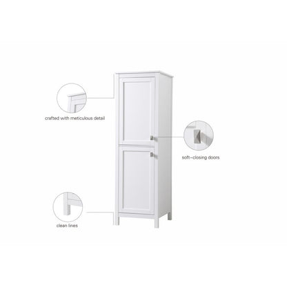 20 Inch Wide Bathroom Linen Storage Freestanding Cabinet In White