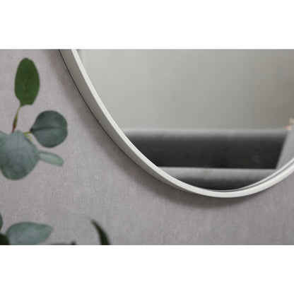 Metal Frame Round Mirror With Decorative Hook 42 Inch In White