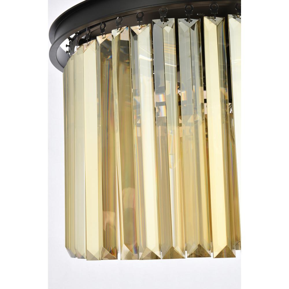 Sydney 6 light Matte Black Flush Mount Golden Teak (Smoky) Royal Cut Crystal