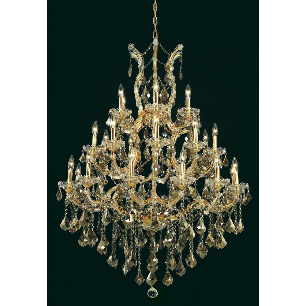 Maria Theresa 28 light Gold Chandelier Golden Teak (Smoky) Royal Cut Crystal