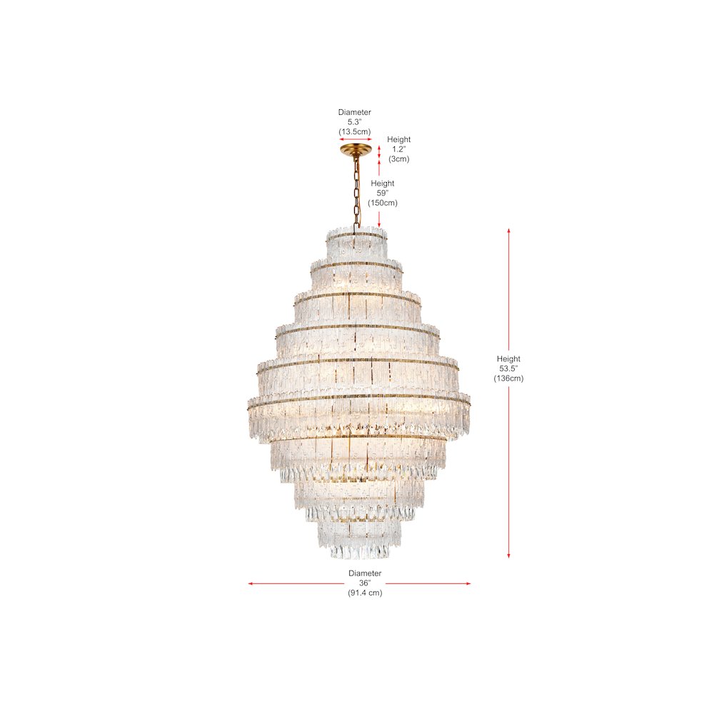 Emilia 36 inch Chandelier in Satin Gold