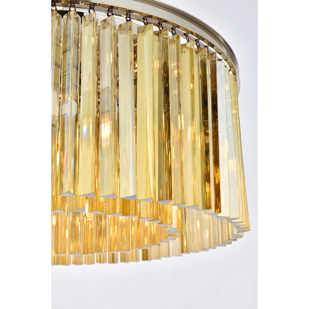 Sydney 8 light polished nickel Chandelier Golden Teak (Smoky) Royal Cut Crystal