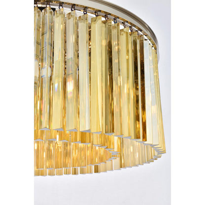 Sydney 8 light polished nickel Chandelier Golden Teak (Smoky) Royal Cut Crystal