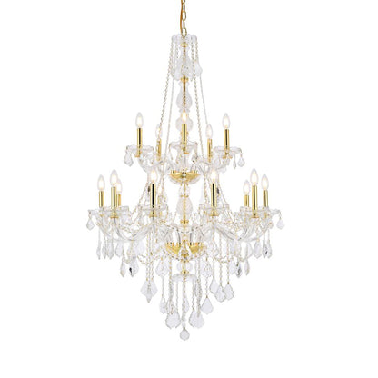 Verona 15 light Gold Chandelier Clear Royal Cut Crystal