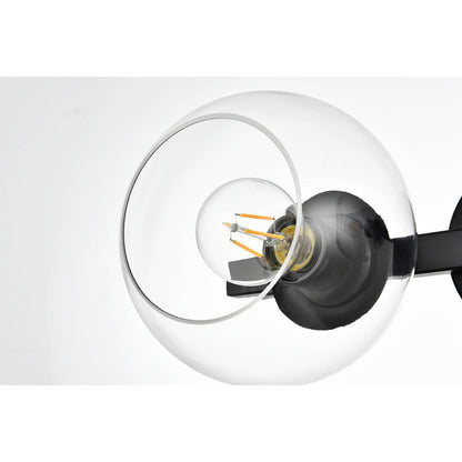 Rogelio 2 light Black and Clear Bath Sconce