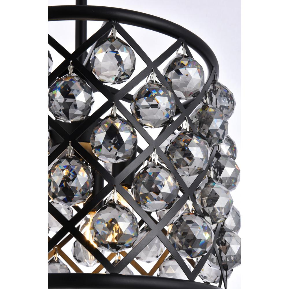 Madison 4 light Matte Black Pendant Silver Shade (Grey) Royal Cut Crystal
