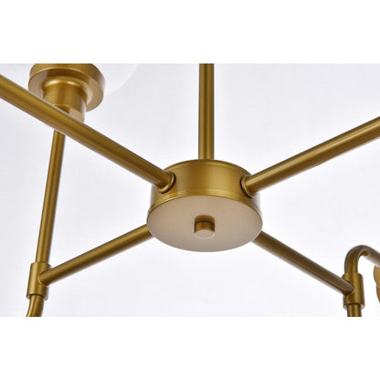 Hanson 8 lights pendant in black with brass with frosted shade