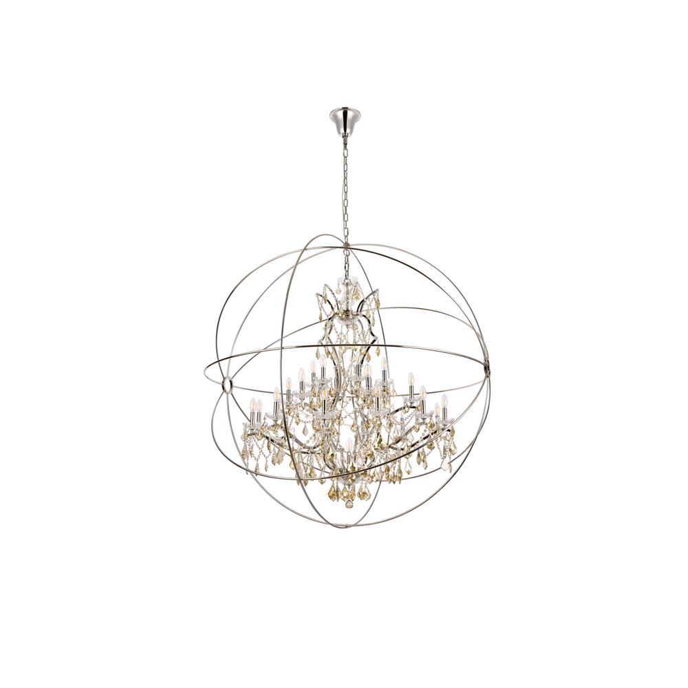 Geneva 25 light polished nickel Chandelier Golden Teak (Smoky) Royal Cut crystal