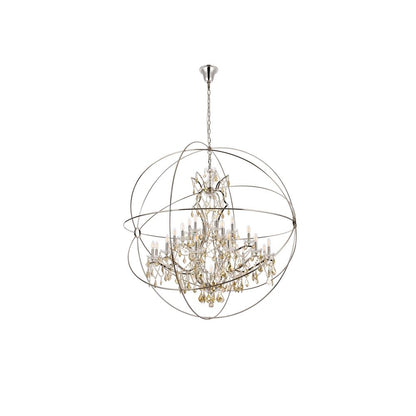 Geneva 25 light polished nickel Chandelier Golden Teak (Smoky) Royal Cut crystal
