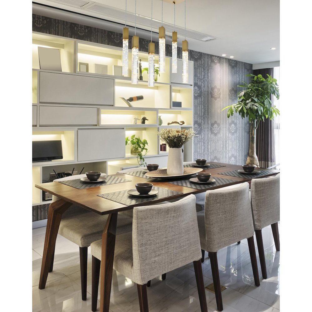 Aurora 32 inch Pendant in Satin Gold