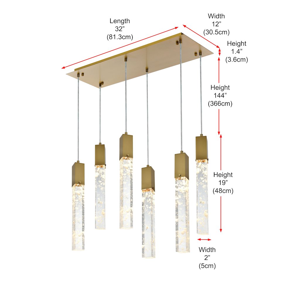 Aurora 32 inch Pendant in Satin Gold