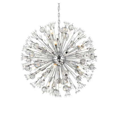 Vera 32 inch crystal starburst round pendant in chrome