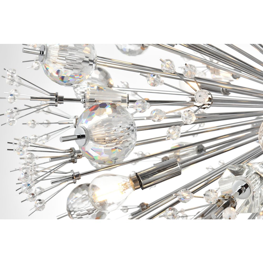 Vera 32 inch crystal starburst round pendant in chrome