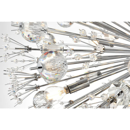Vera 32 inch crystal starburst round pendant in chrome