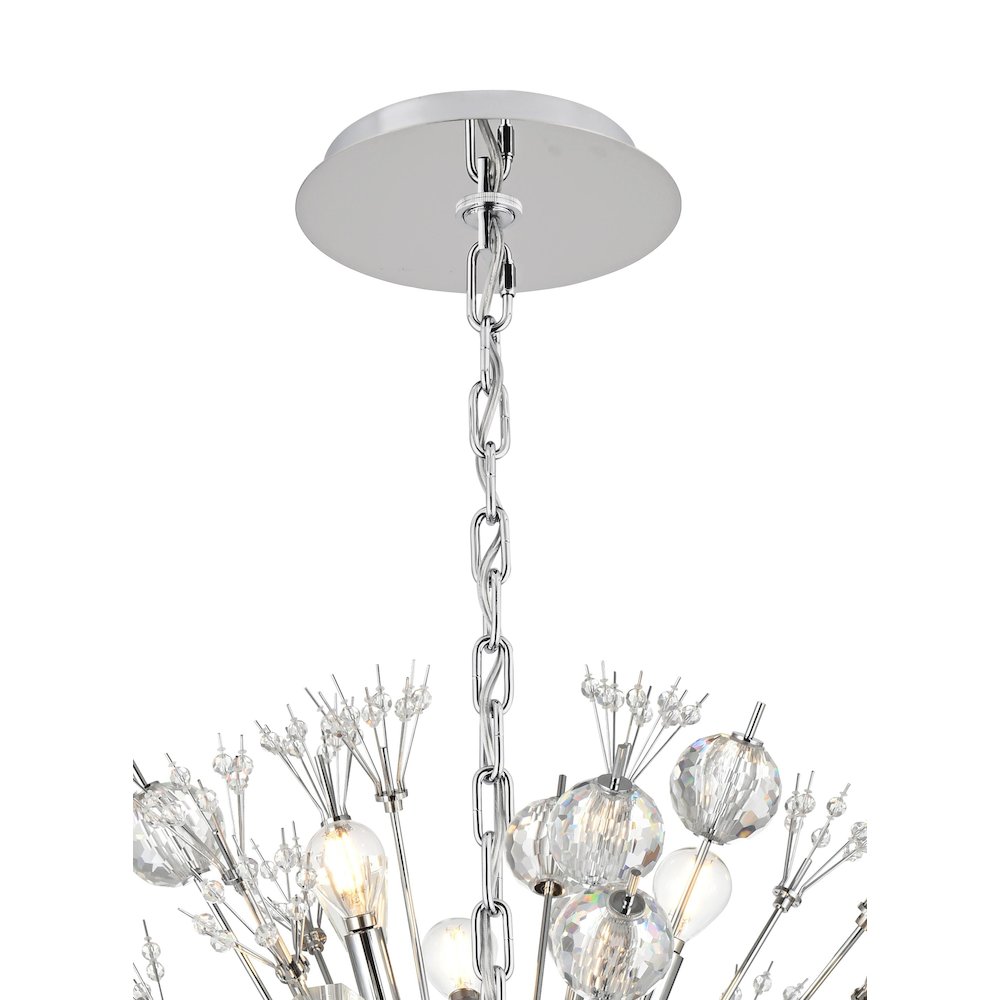 Vera 32 inch crystal starburst round pendant in chrome