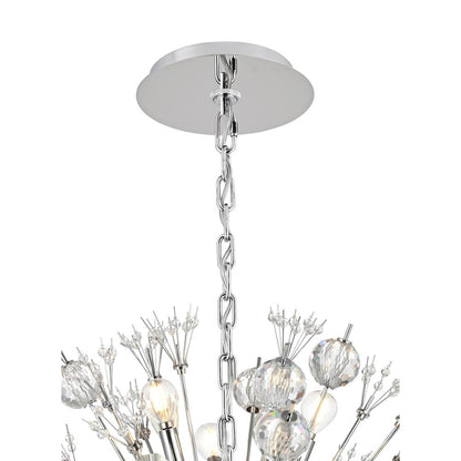 Vera 32 inch crystal starburst round pendant in chrome