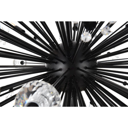 Vera 38 inch crystal starburst round pendant in black