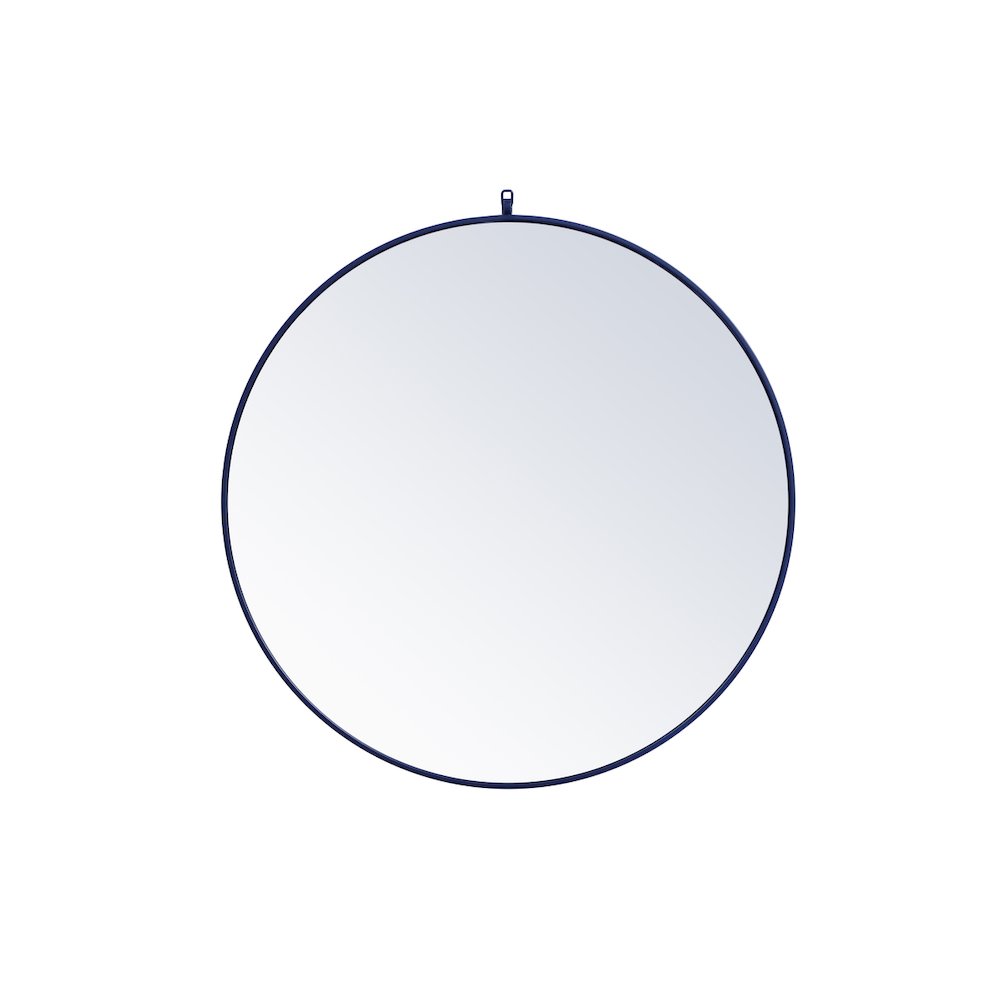 Metal Frame Round Mirror With Decorative Hook 39 Inch In Blue