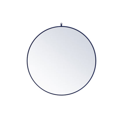 Metal Frame Round Mirror With Decorative Hook 39 Inch In Blue
