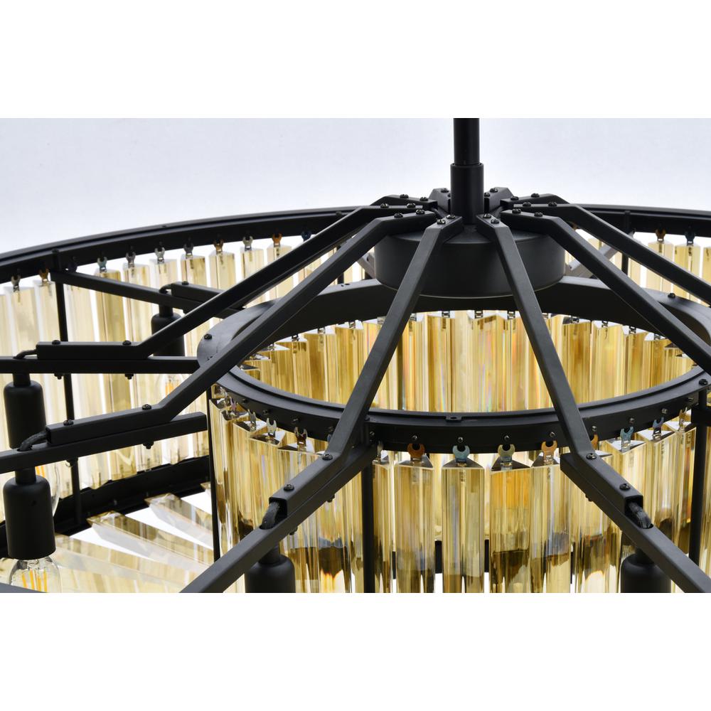 Chelsea 10 light Matte Black Chandelier Golden Teak (Smoky) Royal Cut Crystal