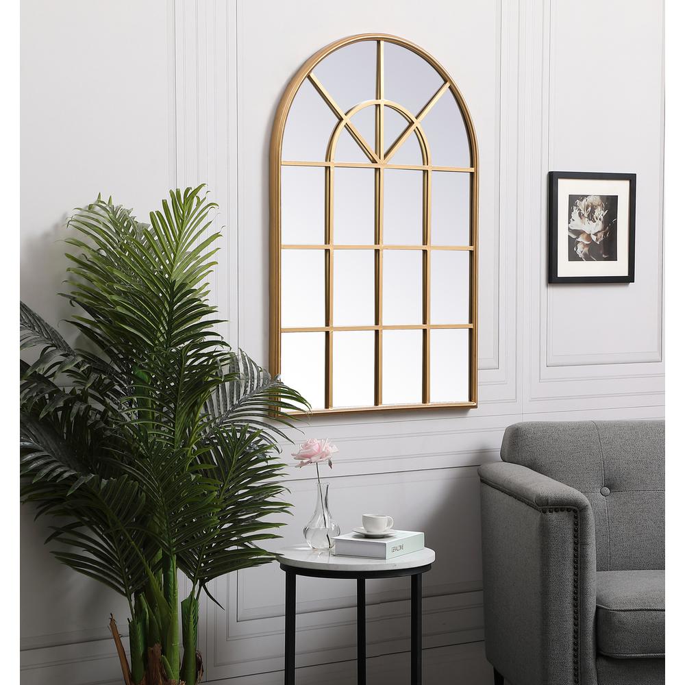 Metal windowpane mirror 28 inch x 41 inch in in Brass