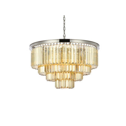 Sydney 17 light polished nickel Chandelier Golden Teak (Smoky) Royal Cut Crystal