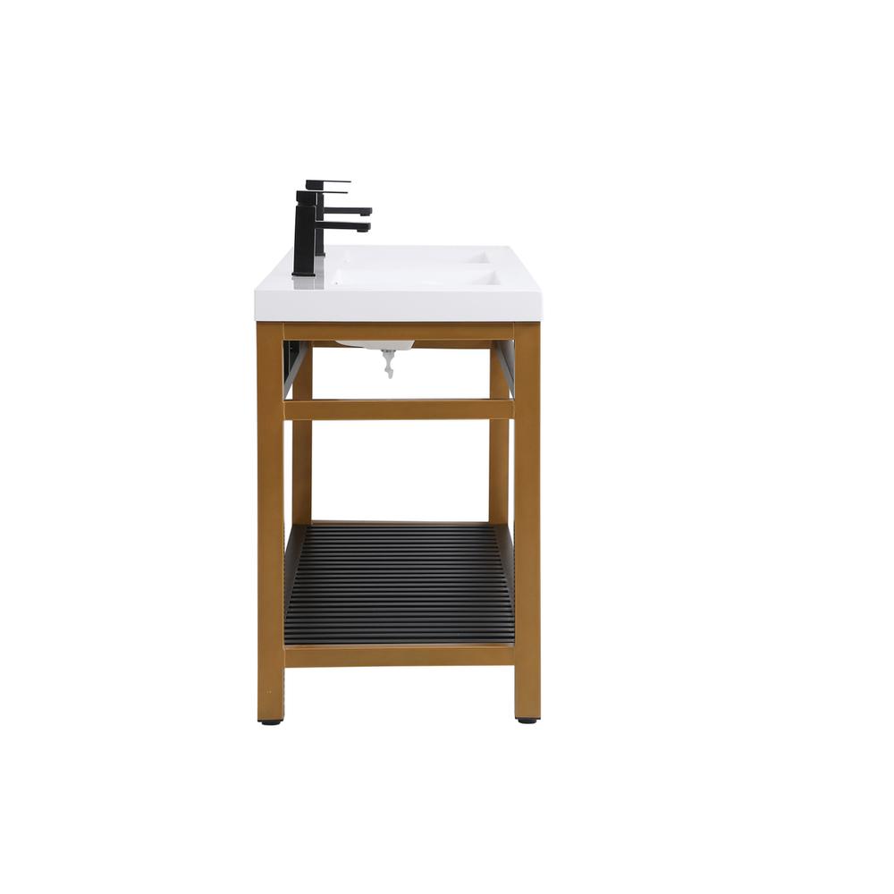 60 inch Double Bathroom Metal Vanity in Golden Black