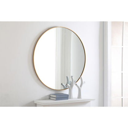 Metal frame Round Mirror 42 inch Brass finish