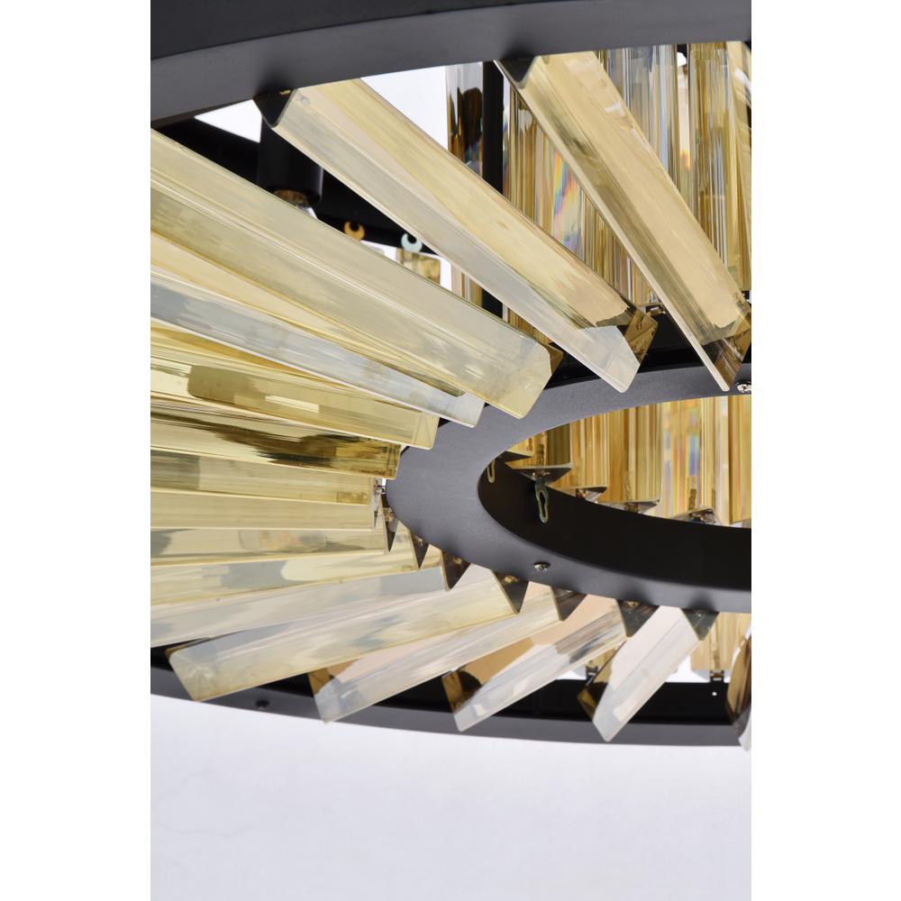 Chelsea 10 light Matte Black Chandelier Golden Teak (Smoky) Royal Cut Crystal