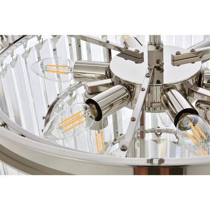 Sydney 9 light polished nickel Chandelier Clear Royal Cut Crystal