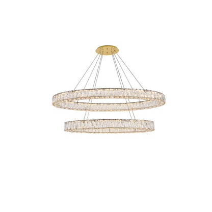 Monroe Integrated LED light Gold Chandelier Clear Royal Cut Crystal