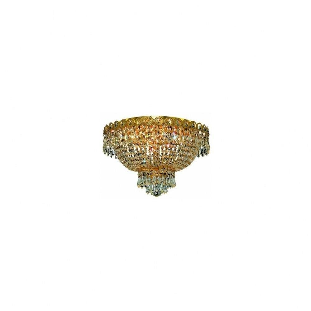 Century 4 light Gold Flush Mount Clear Royal Cut Crystal