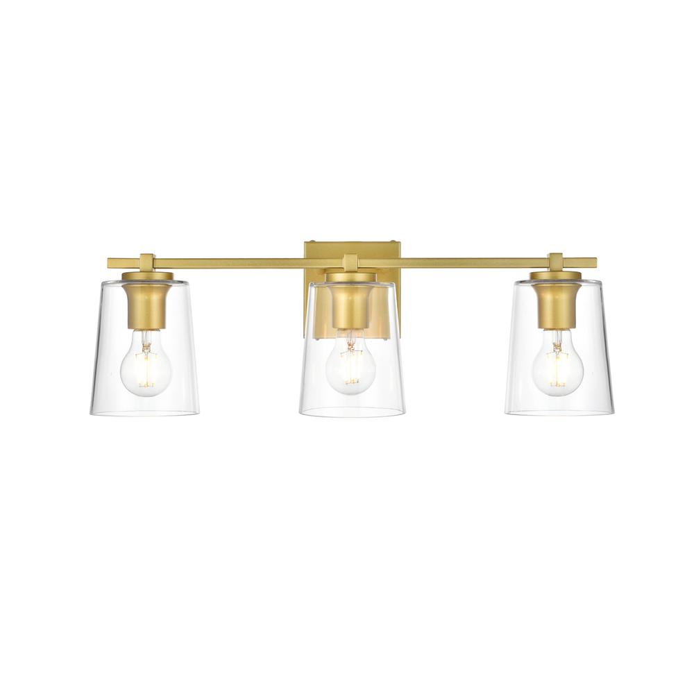 Kacey 3 light Brass and Clear Bath Sconce