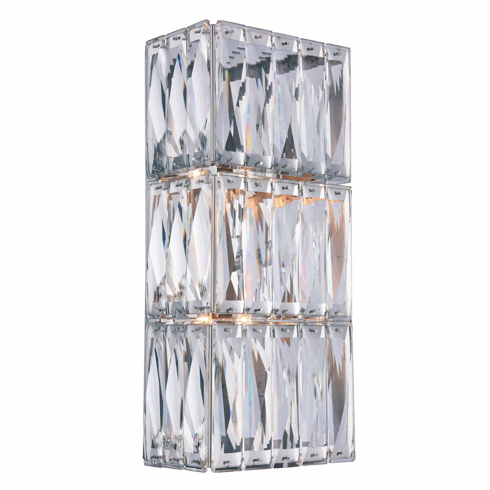 Cuvette 2 Light Chrome Vanity Wall Sconce Clear Royal Cut Crystal