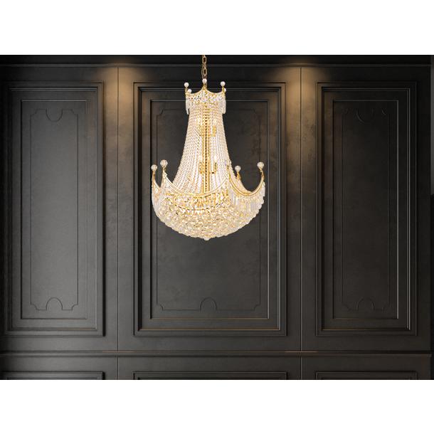 Corona 24 light Gold Chandelier Clear Royal Cut Crystal